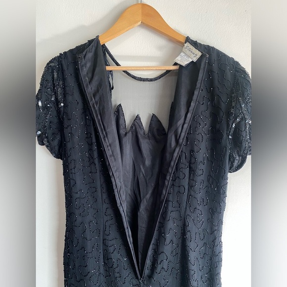 Vintage Stenay 100% Silk Beaded Sequin Long Gown Dress Evening Women’s Size 8 - Picture 4 of 15